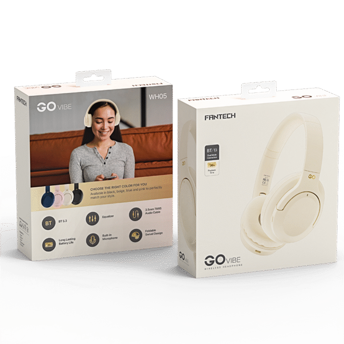 Audifonos Fantech GO Vibe WH05 Headphones Inalámbricos (Beiges) - Imagen 6